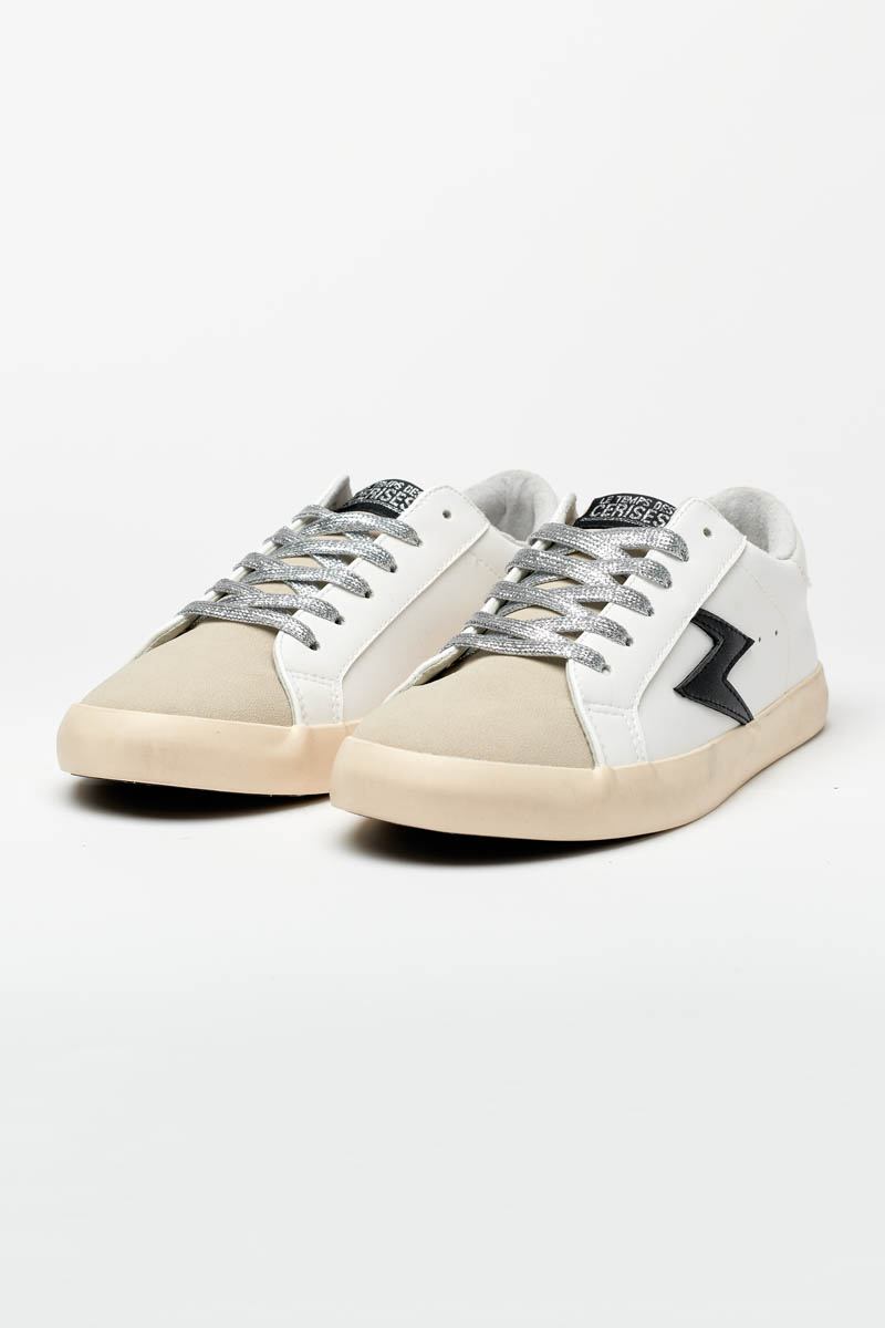 Weiße Soho-Sneakers mit schwarzem Blitz