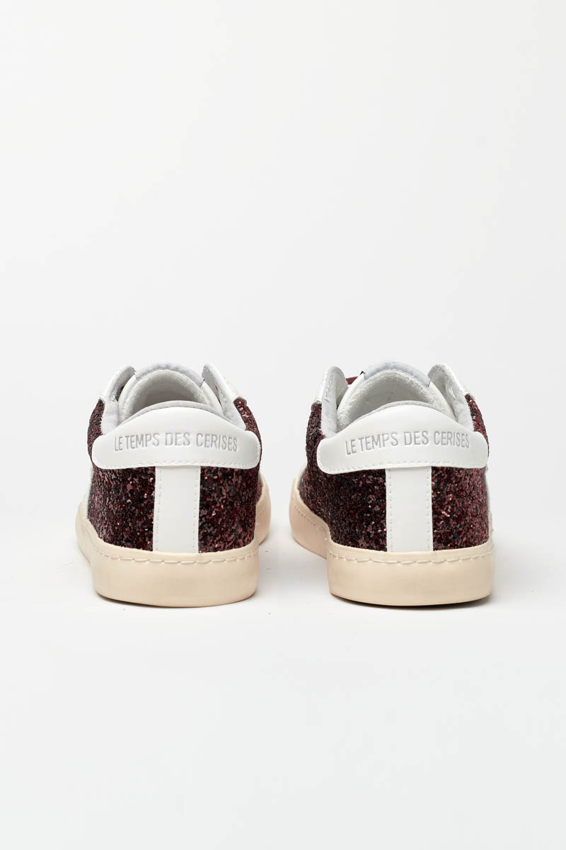 Weiße Soho-Sneakers mit bordeauxroten Pailletten