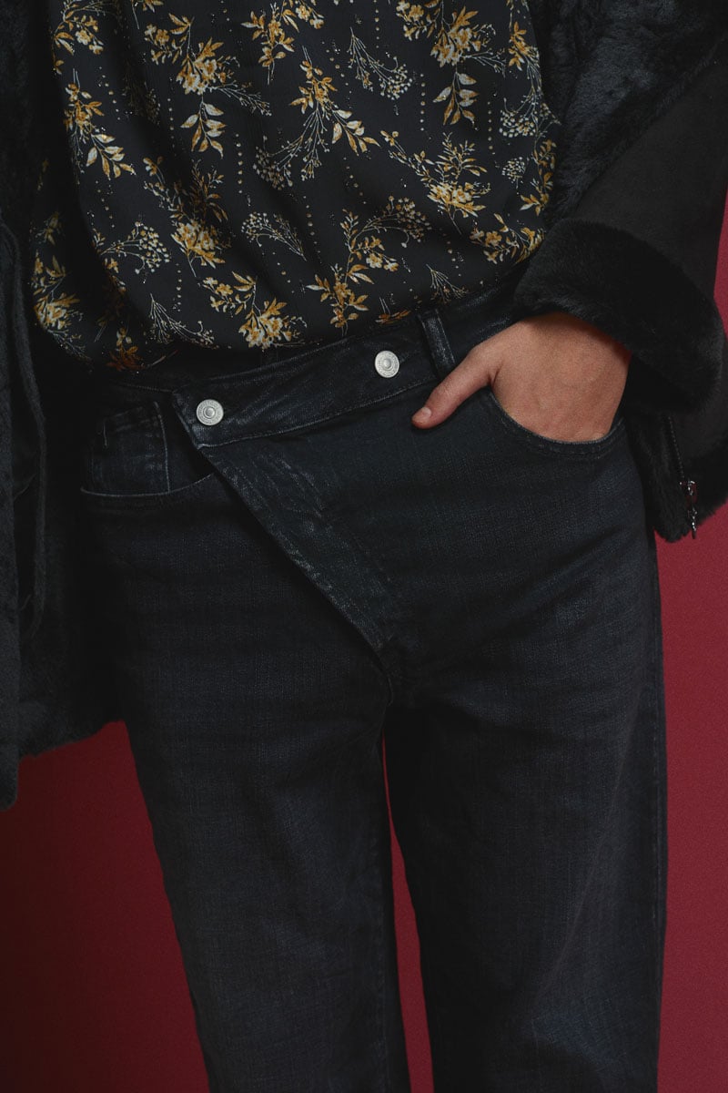 Jeans boyfit Cosy 7/8 schwarz Nr.1