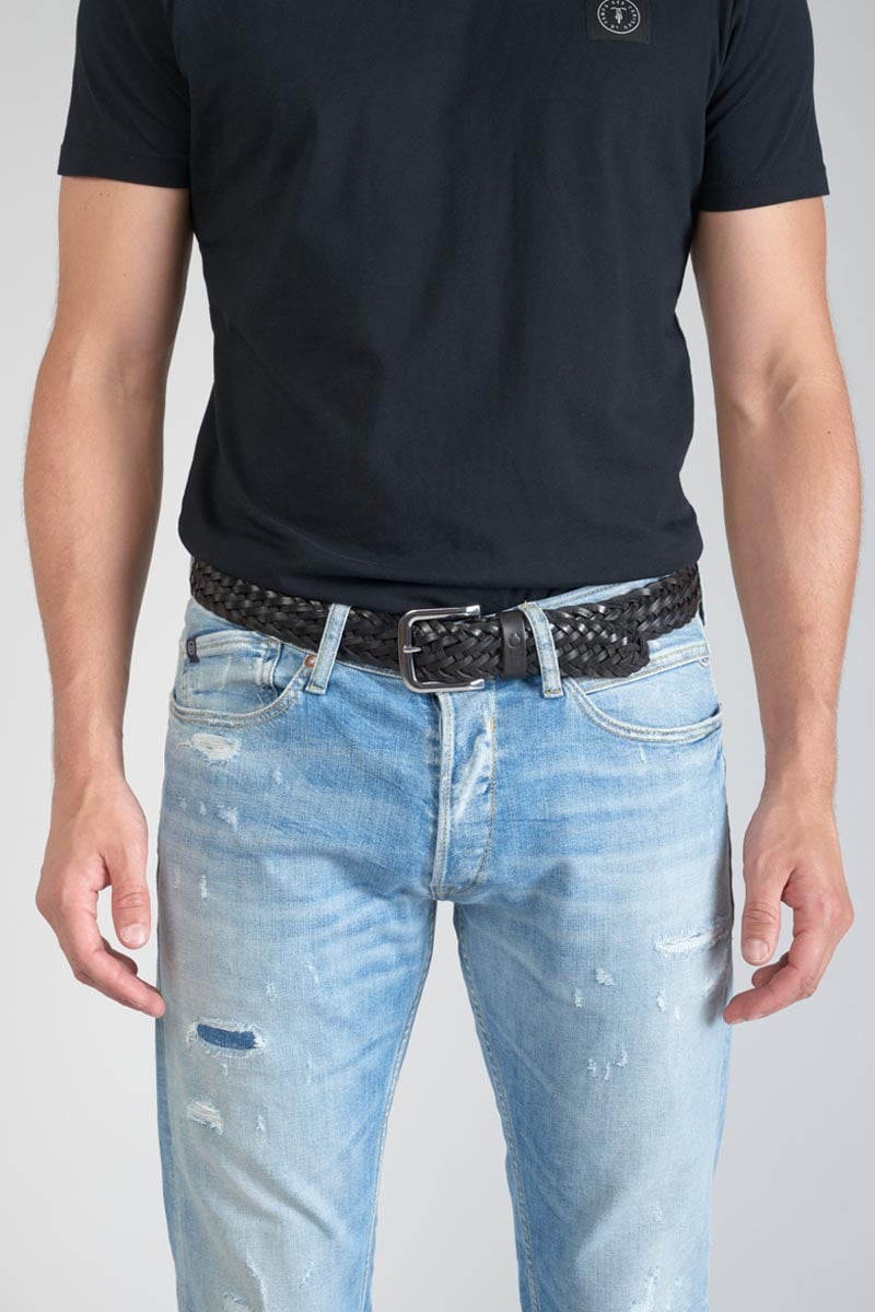 Gürtel Brazol aus geflochtenem schwarzem Leder