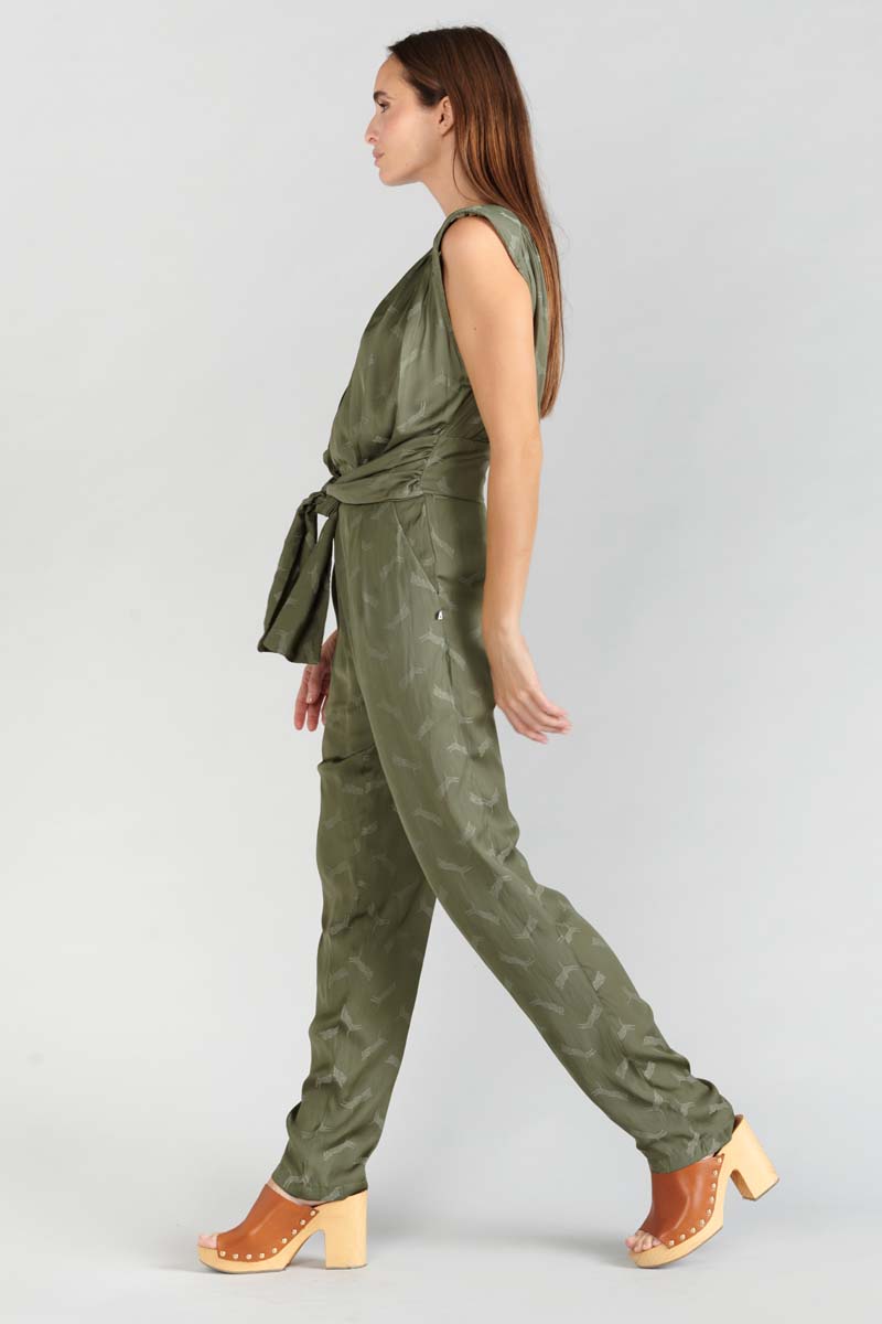 Jumpsuit Arte aus khakifarbenem Jacquard