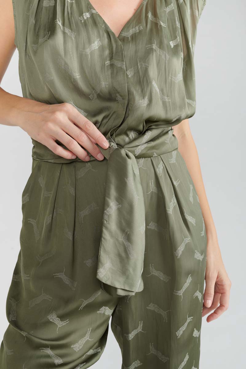 Jumpsuit Arte aus khakifarbenem Jacquard