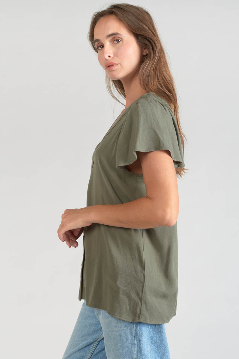 Top Aube aus khakifarbenem Tencel