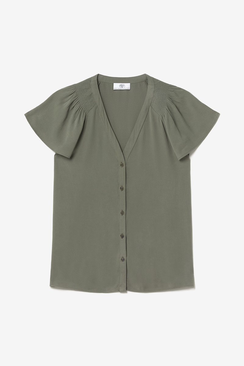 Top Aube aus khakifarbenem Tencel