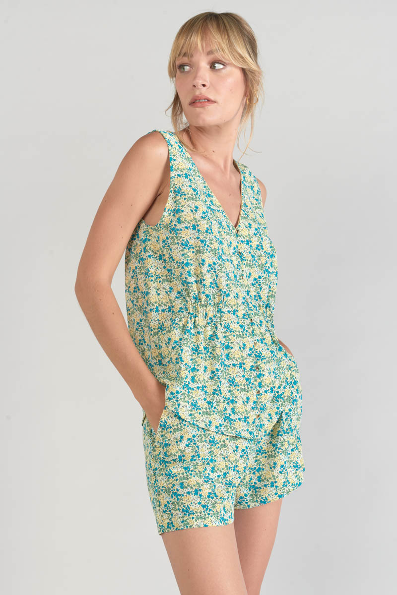 Top Craig mit grünem und blauem Blumenmuster