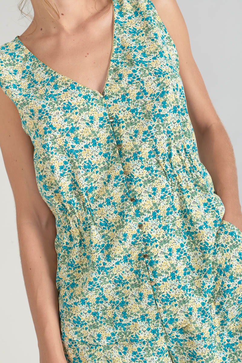 Top Craig mit grünem und blauem Blumenmuster
