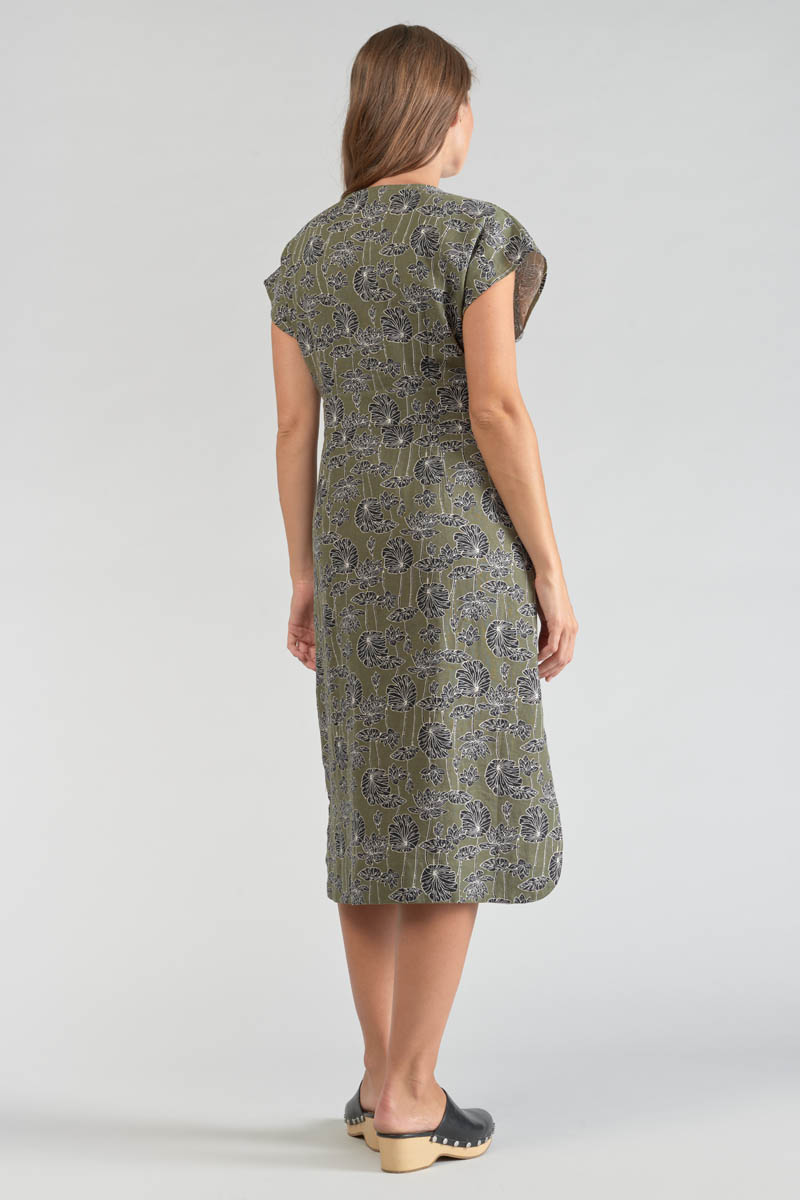 Langes Kleid Croft khaki mit Blumenmuster
