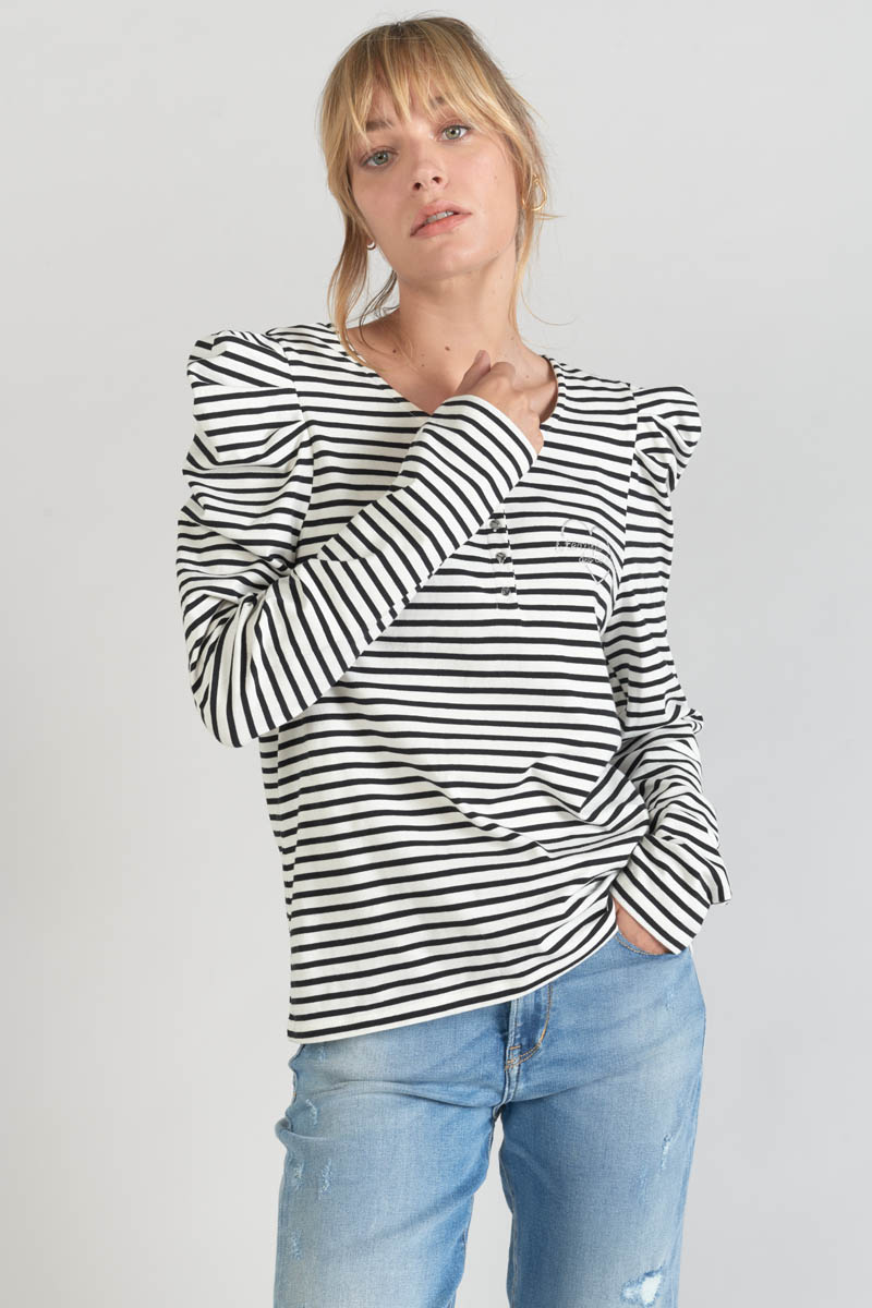 Top Demi mit schwarz-weißen Streifen