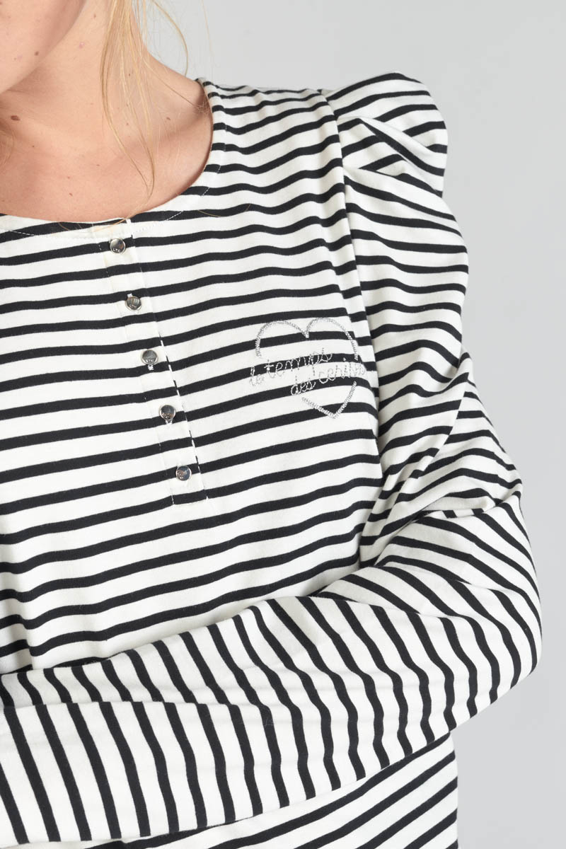 Top Demi mit schwarz-weißen Streifen