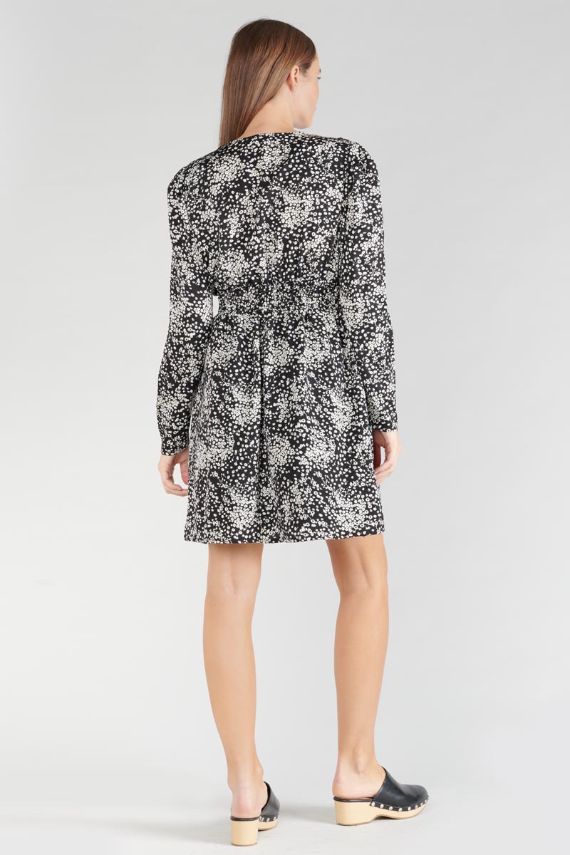 Kleid Edwina mit schwarz-weißem Blumenmuster