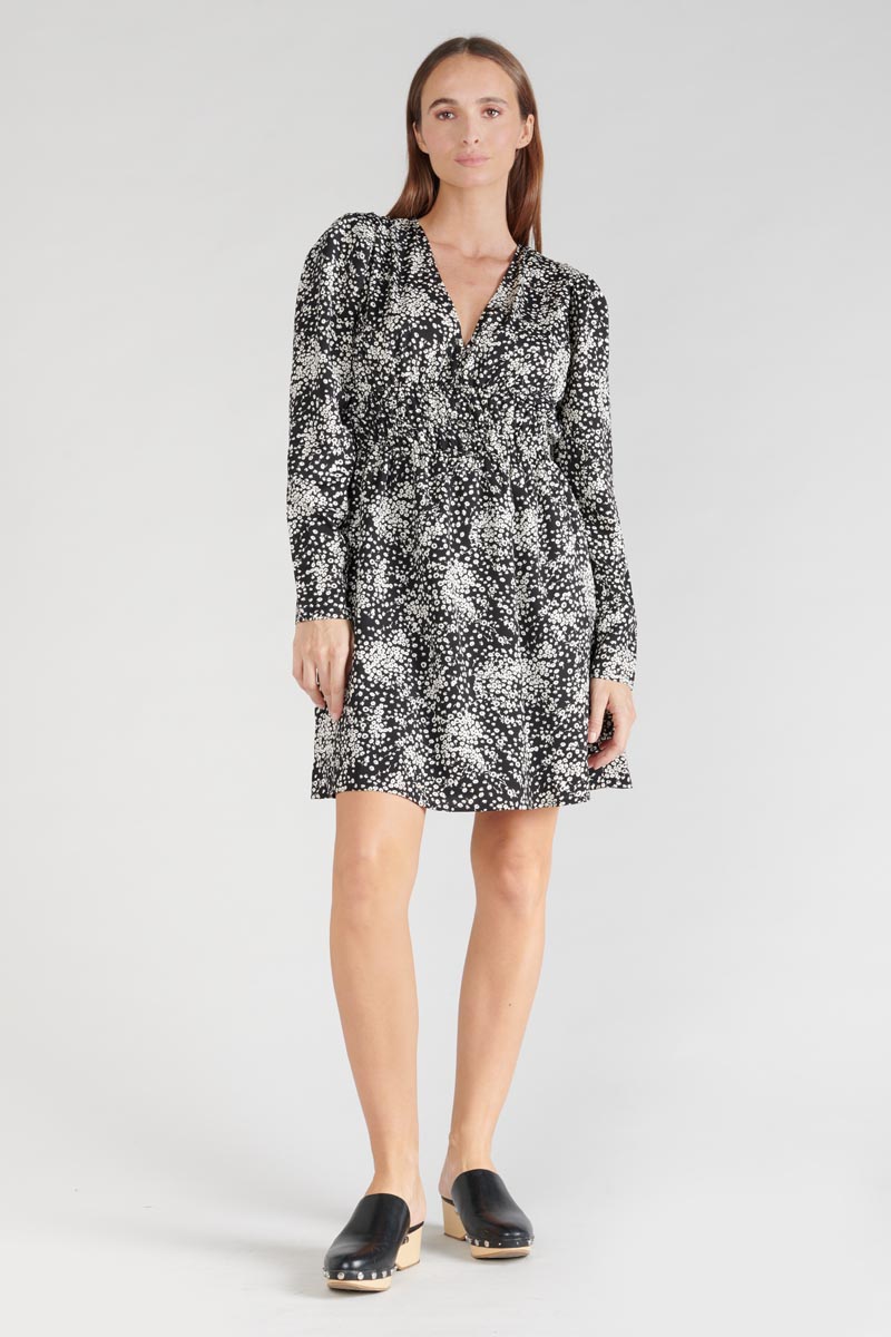 Kleid Edwina mit schwarz-weißem Blumenmuster