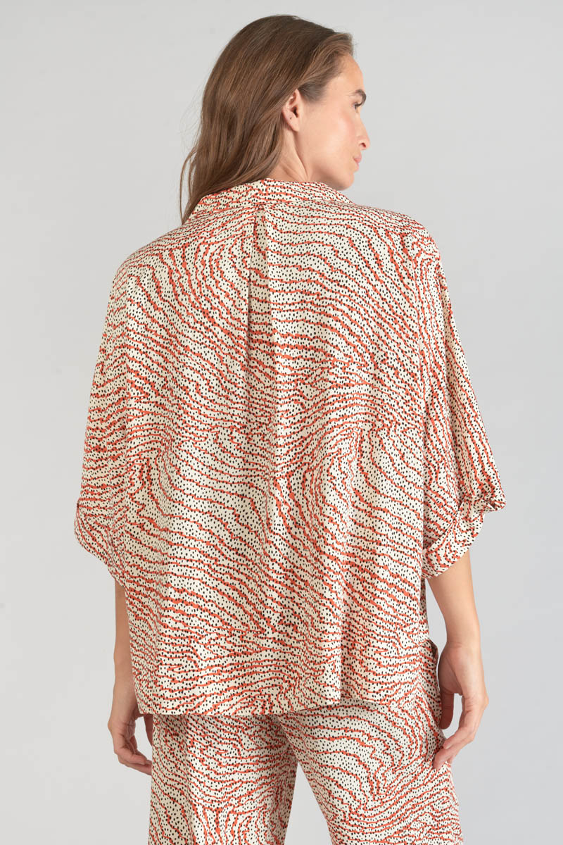 Bluse Freila mit orange-schwarzem Muster