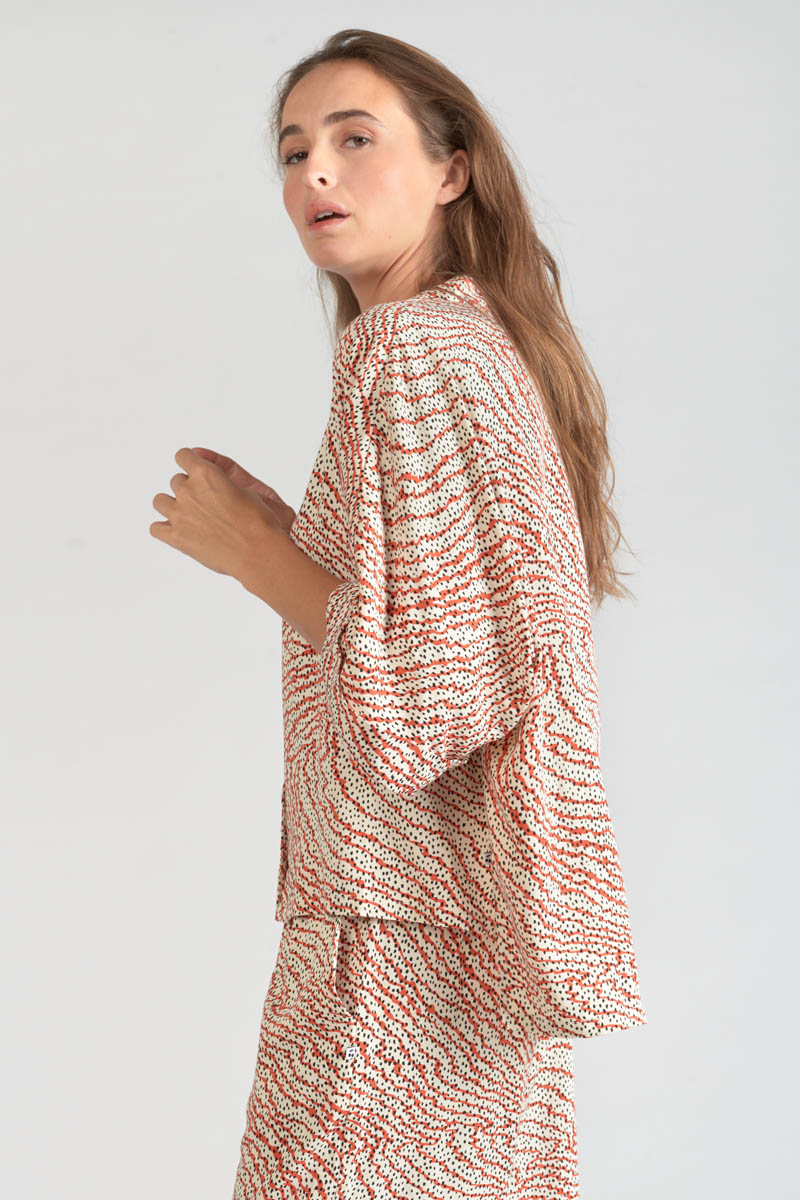 Bluse Freila mit orange-schwarzem Muster