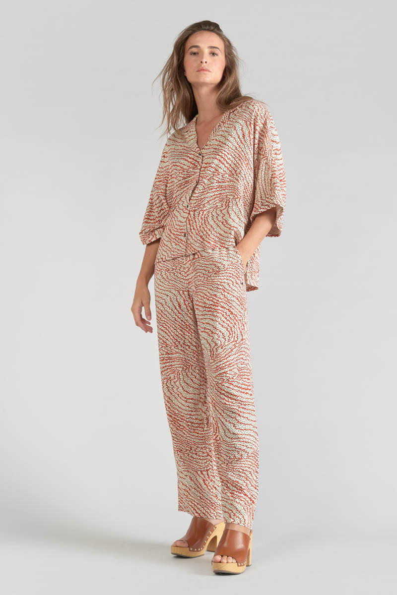Bluse Freila mit orange-schwarzem Muster