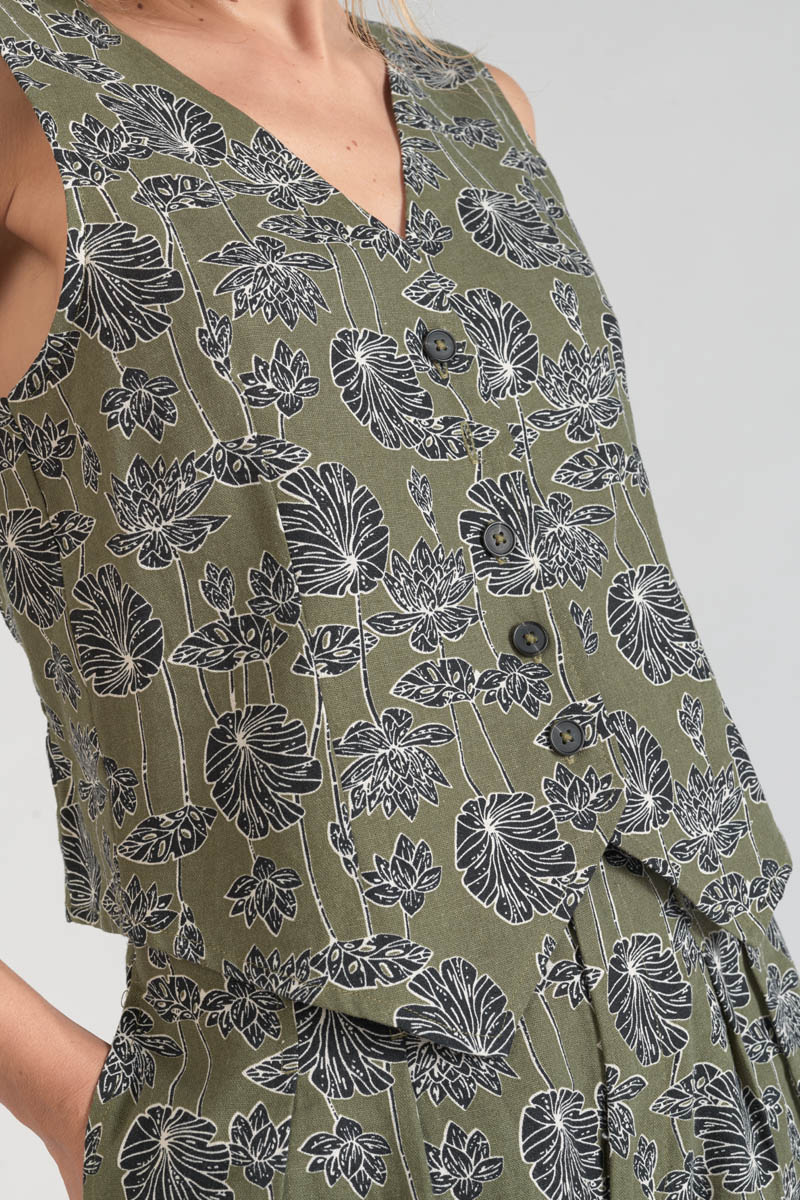 Weste Gish khaki mit Blumenmuster