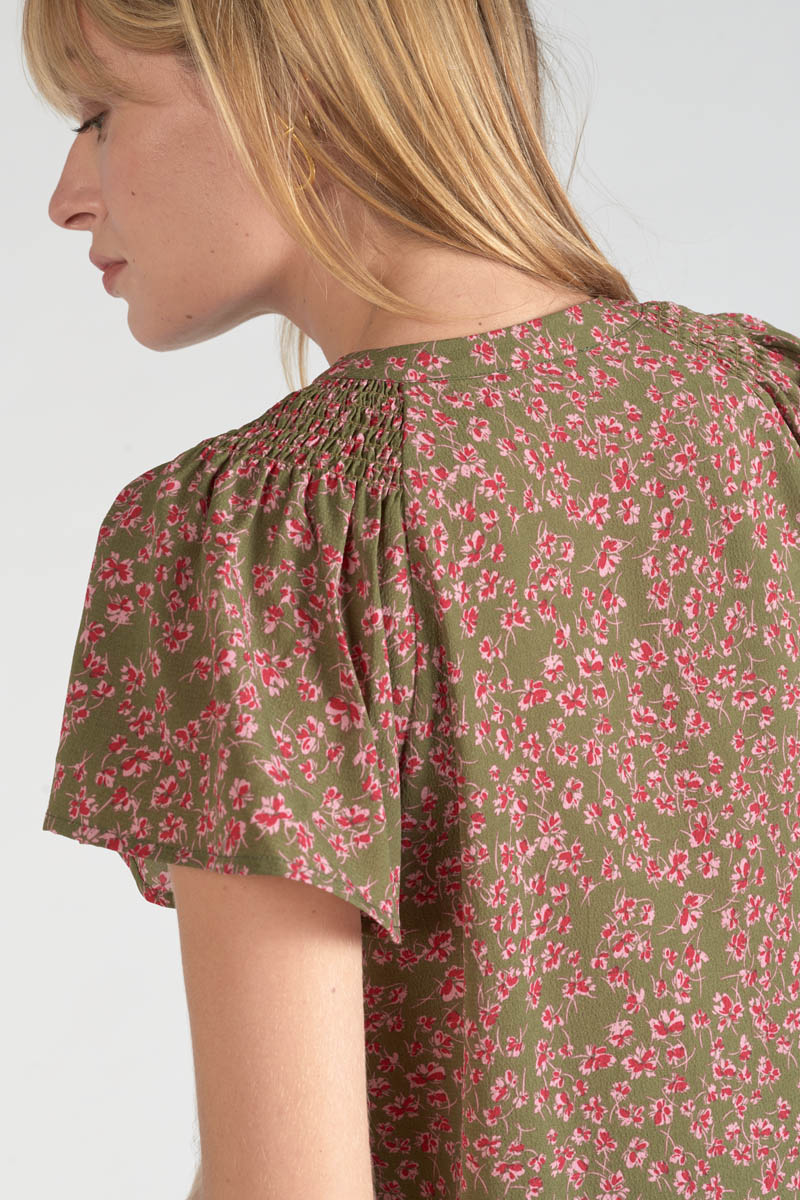 Top Norine khaki mit Blumenmuster