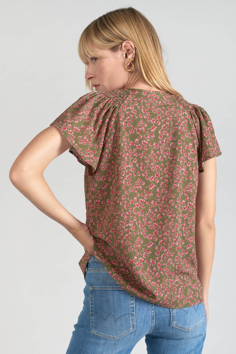 Top Norine khaki mit Blumenmuster
