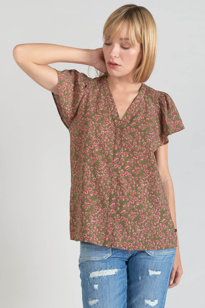 Top Norine khaki mit Blumenmuster