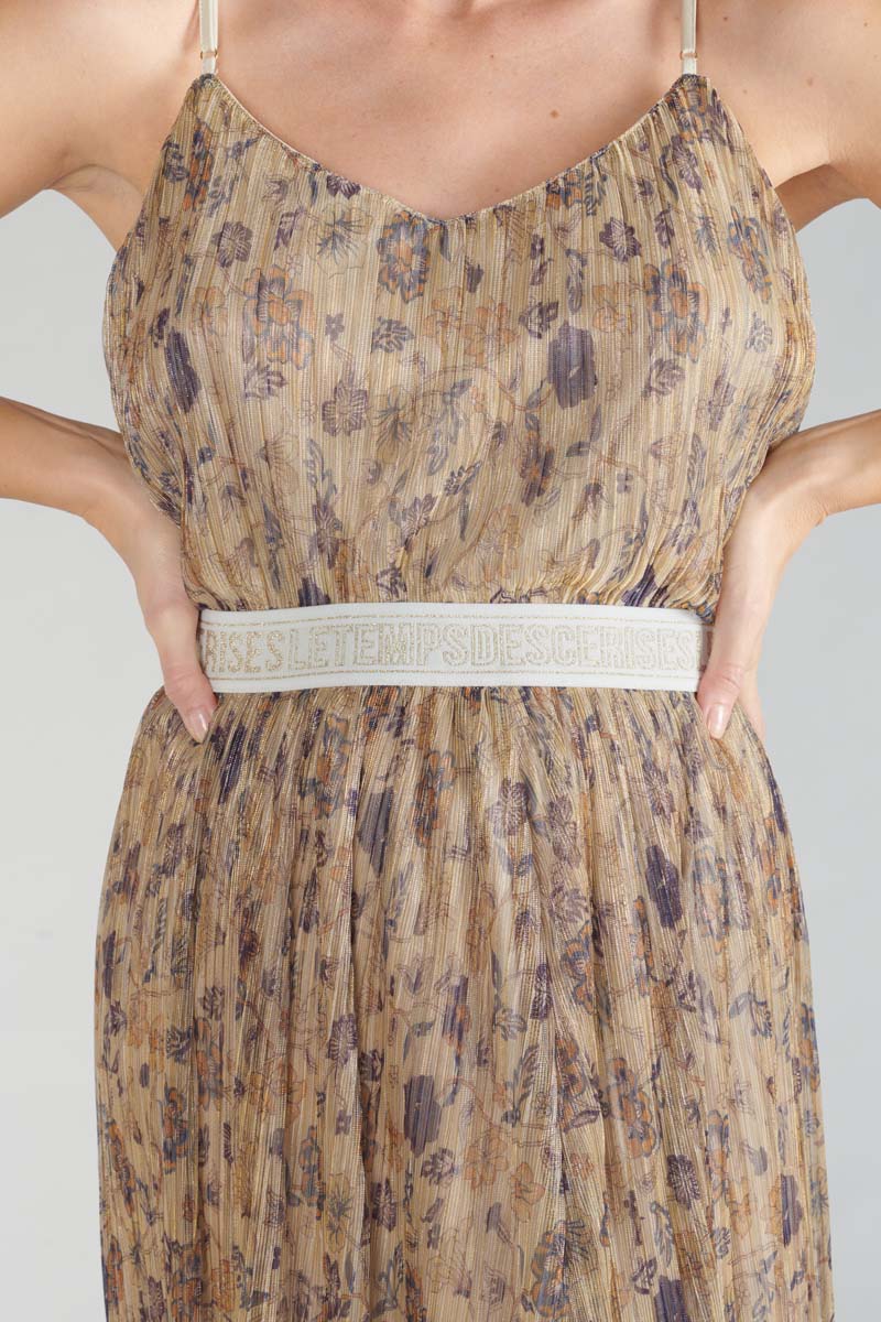 Langer Rock Ran in Gold mit Blumenmuster