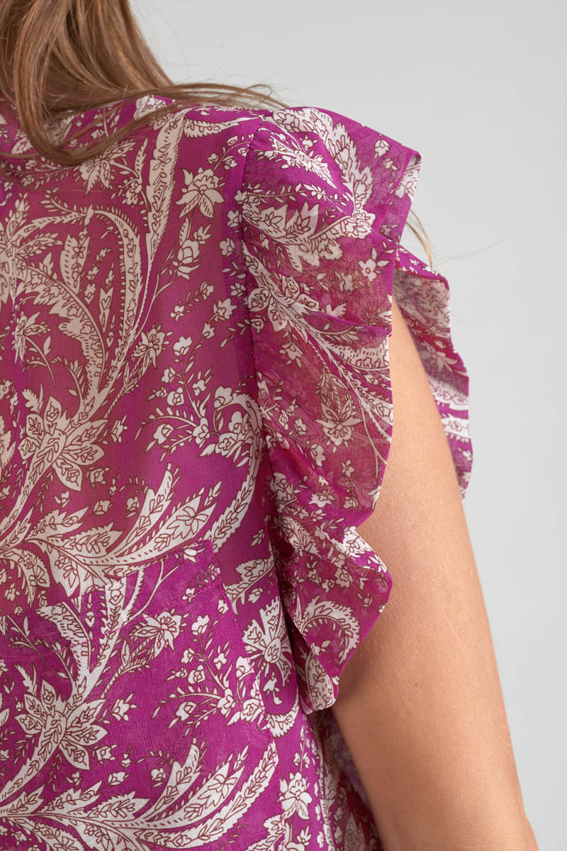 Bluse Suri in Violett mit Paisley-Muster