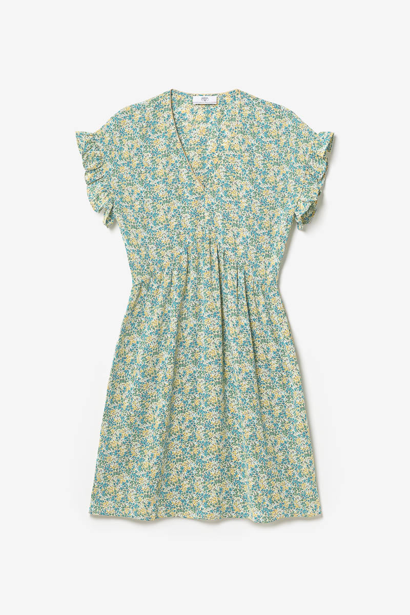 Kleid Tate mit grün-blauem Blumenmuster