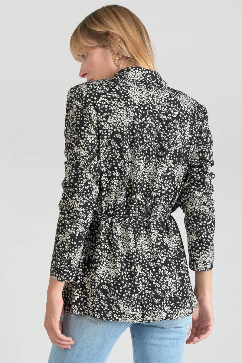Blazerjacke Urielle mit schwarz-weißem Blumenmuster