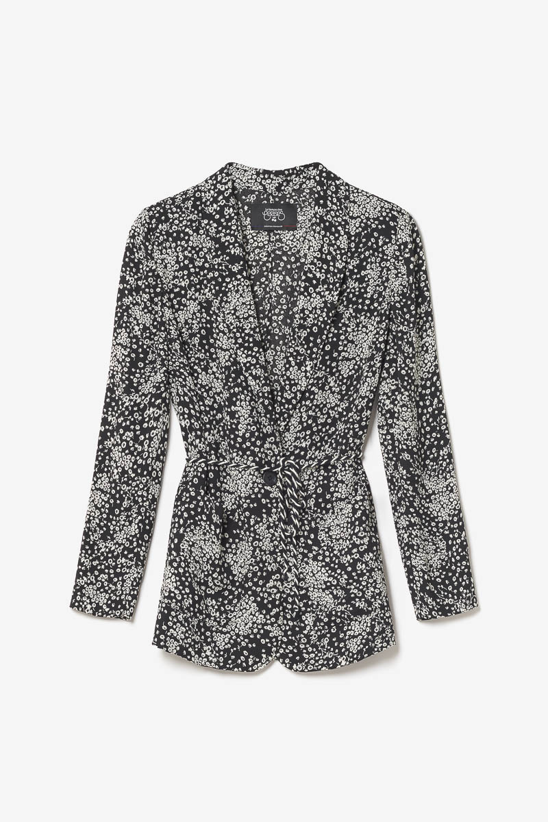 Blazerjacke Urielle mit schwarz-weißem Blumenmuster