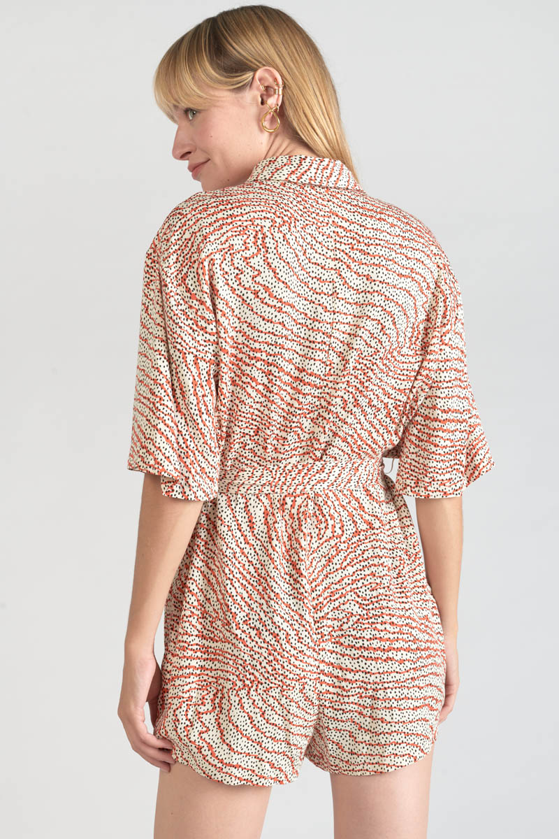 Jumpsuit Zely mit orange-schwarzem Muster