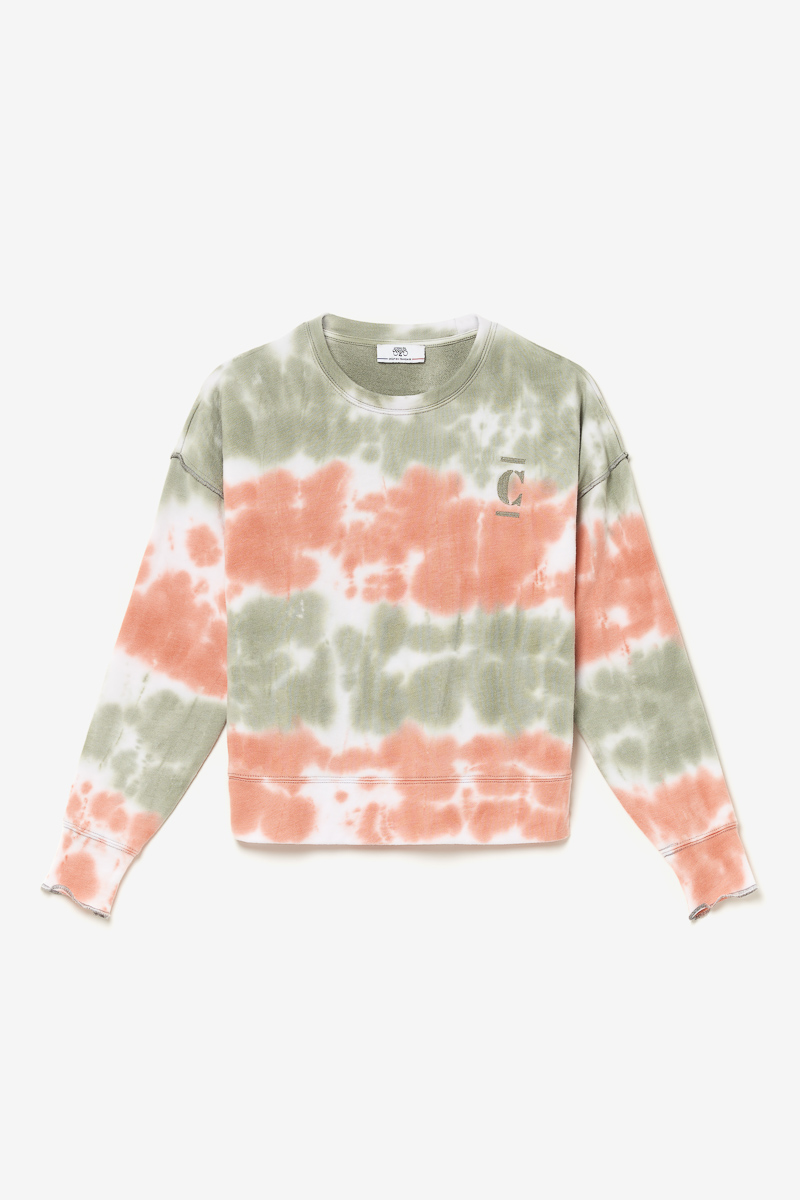 Sweatshirt Fulagi tie and dye in rosa und khaki.