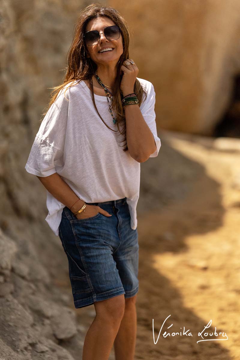 Charpentier-Bermuda aus blauem Jeansstoff by Véronika Loubry