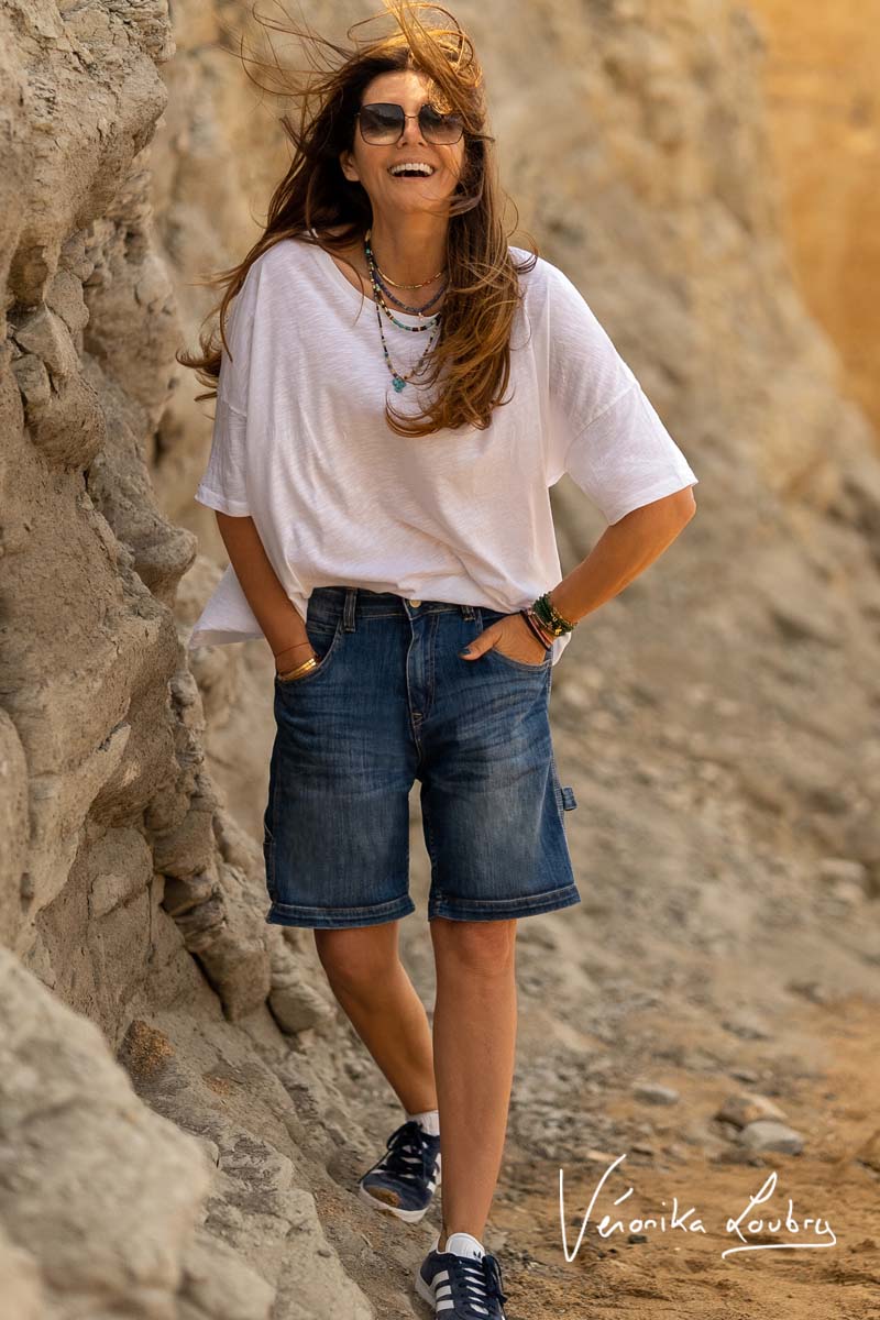 Charpentier-Bermuda aus blauem Jeansstoff by Véronika Loubry