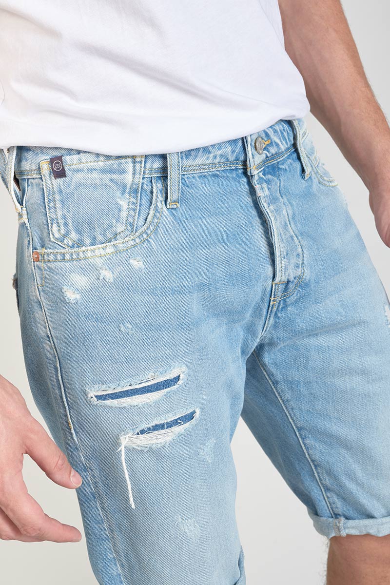 Bermuda-Shorts Laredo aus hellblauem Jeansstoff destroyed verwaschen