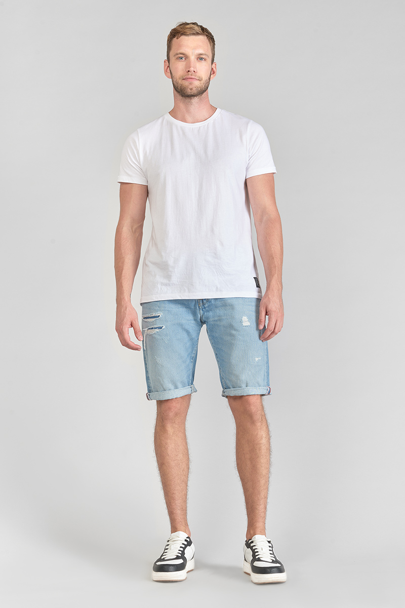 Bermuda-Shorts Laredo aus hellblauem Jeansstoff destroyed verwaschen