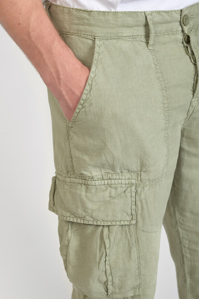 Cargohose Oddo aus Leinen in hellem Khaki