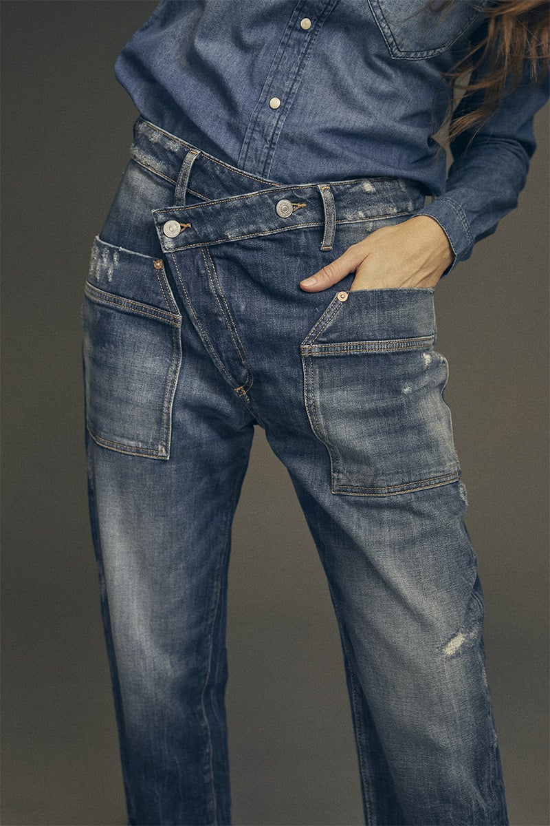 Jeans boyfit Cosy pocket 7/8 destroy blau Nr.2