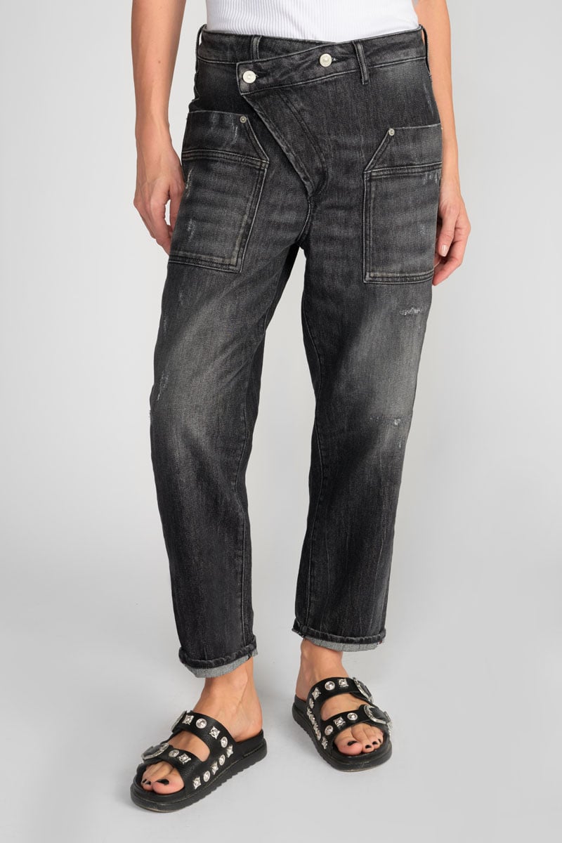 Jeans boyfit Cosy pocket 7/8 destroy schwarz Nr.1