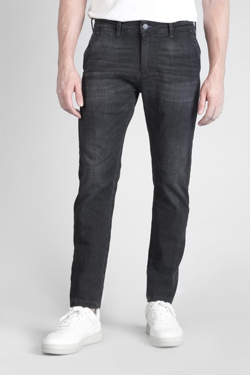Dejean Chinohose aus schwarzem, verwaschenem Jeansstoff