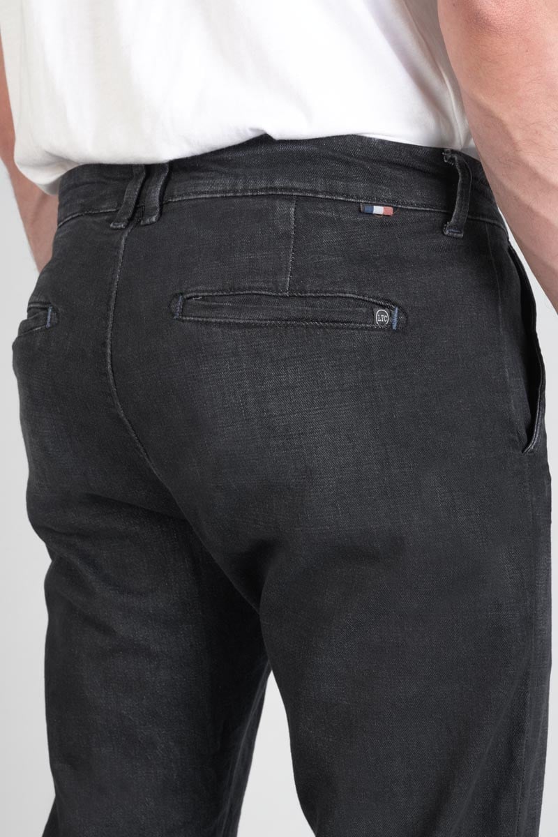 Dejean Chinohose aus schwarzem, verwaschenem Jeansstoff