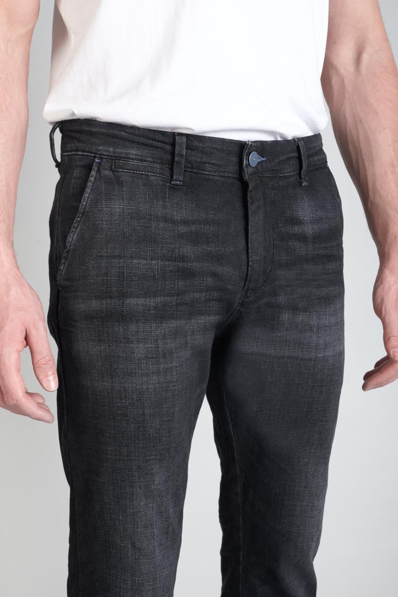 Dejean Chinohose aus schwarzem, verwaschenem Jeansstoff