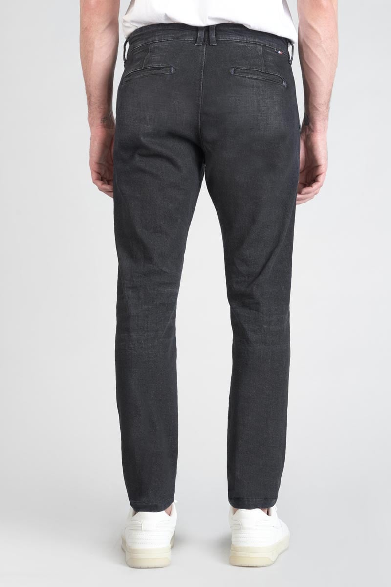 Dejean Chinohose aus schwarzem, verwaschenem Jeansstoff