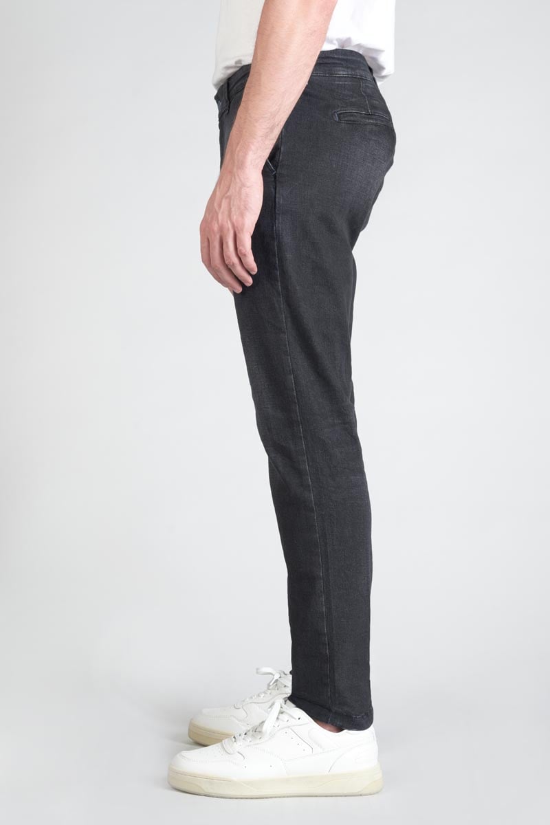 Dejean Chinohose aus schwarzem, verwaschenem Jeansstoff