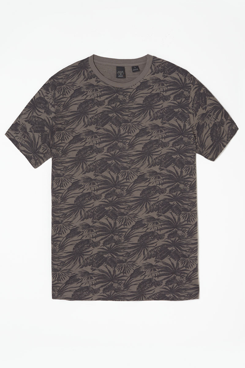 Vezir T-Shirt mit tropischem Muster grau