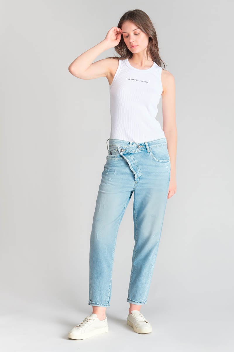 Asymmetrische Jeans Frau, Cerises - Le Crossover-Jeans des Temps Frau