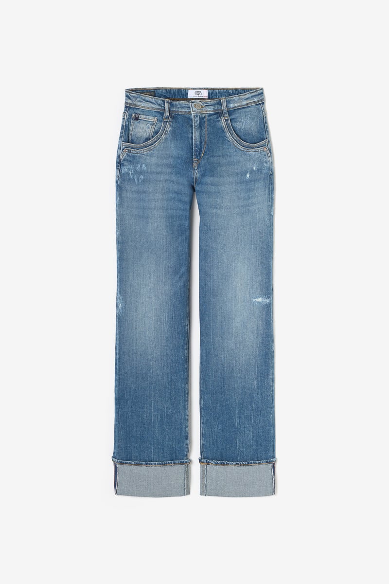 Jeans 400/28 wide leg Revers high waist destroy blau Nr.3