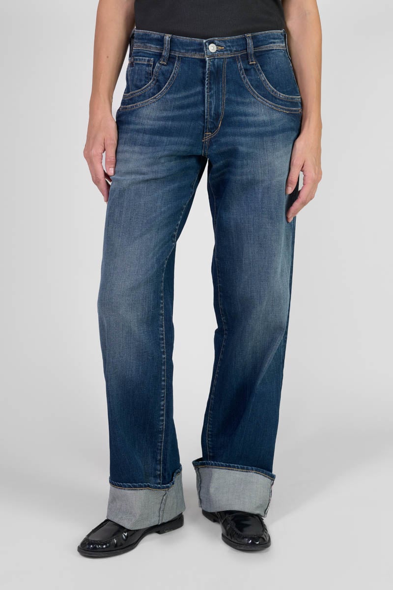 Jeans 400/28 wide leg Revers high waist blau Nr.2