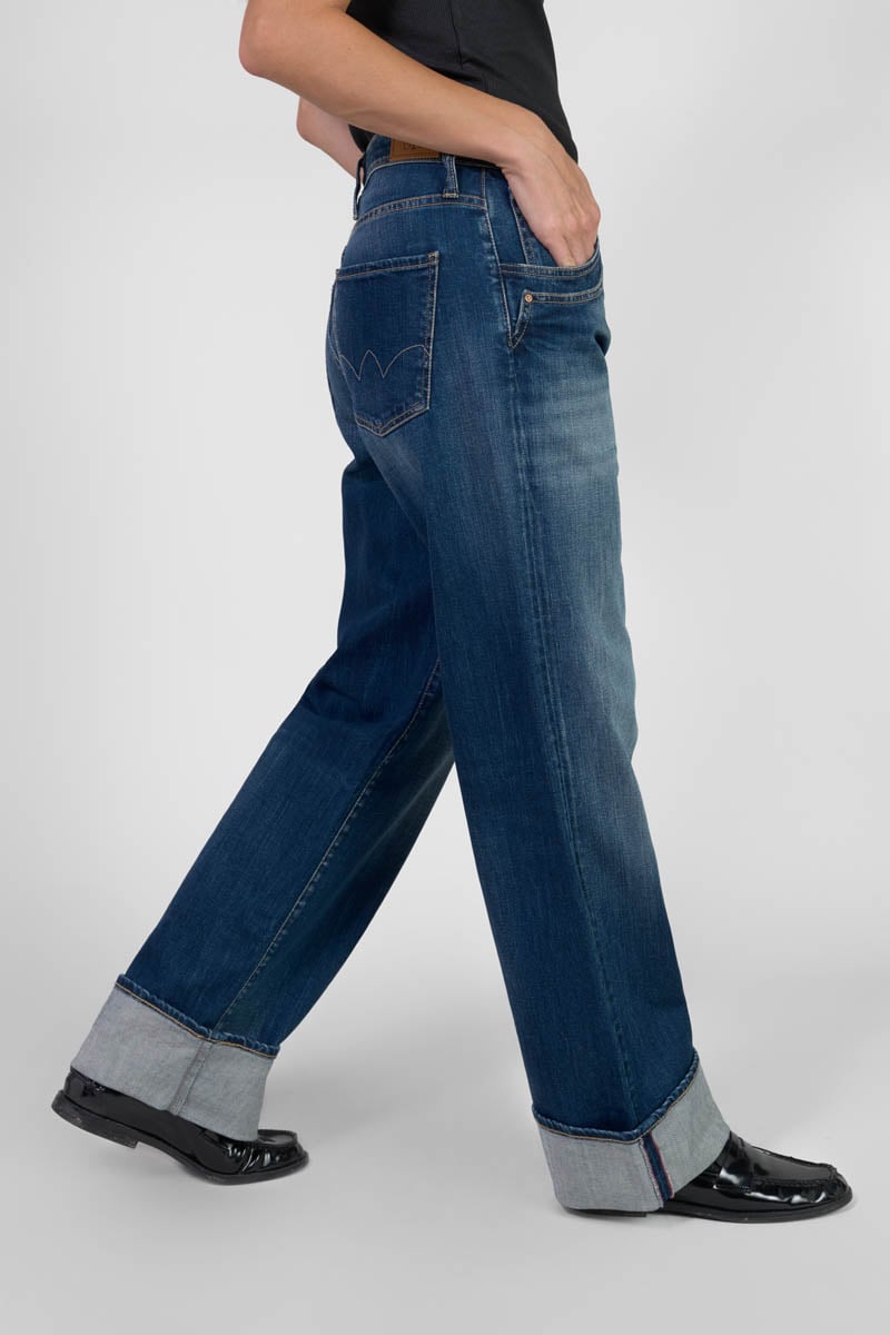 Jeans 400/28 wide leg Revers high waist blau Nr.2