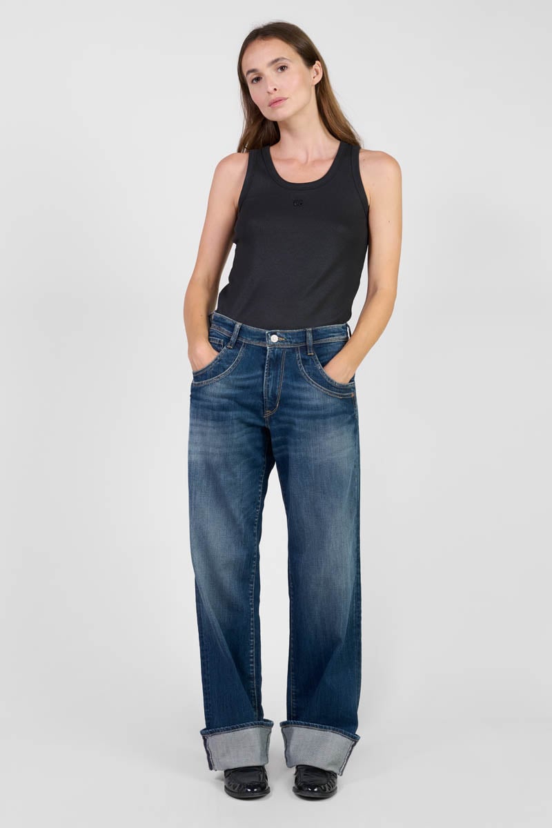 Jeans 400/28 wide leg Revers high waist blau Nr.2