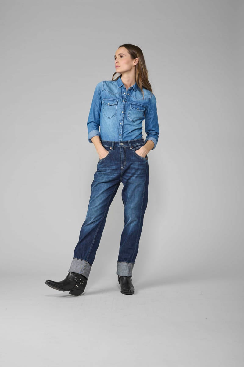 Jeans 400/60 girlfriend Jama high waist blau Nr.1