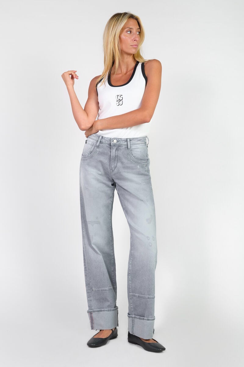 Jeans 400/28 wide leg Carlino High Waist destroy grau Nr. 3