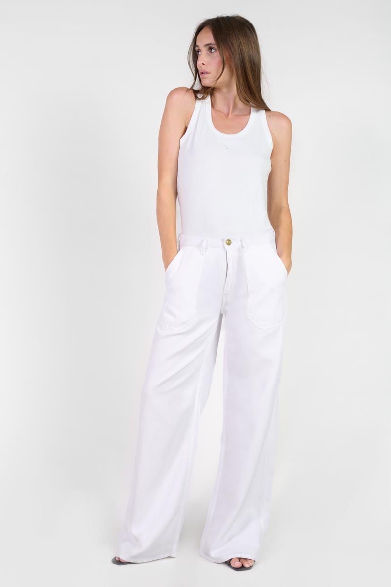 Jeans tencel wide leg Victoria high waist  Weiß